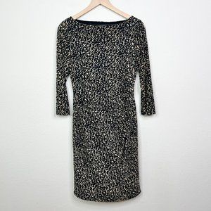 Lauren Ralph Lauren Women's Black Brown Cheetah Animal Print Dress Size 8
